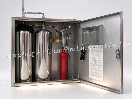 Kualitas  Double Bottles Automatic Protection Kitchen Fire Suppression System with 12L Reagent Capacity for Commercial Kitchen Fire Extinguishing System pabrik