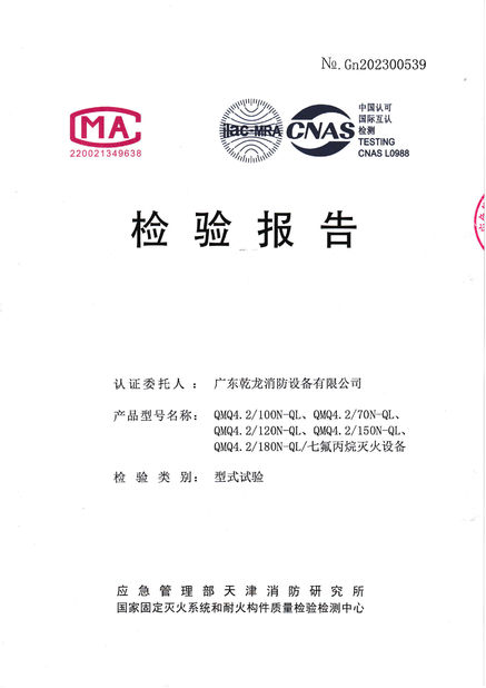 Cina Guangdong Air Giant Fire Equipment Co.,Ltd. Sertifikasi